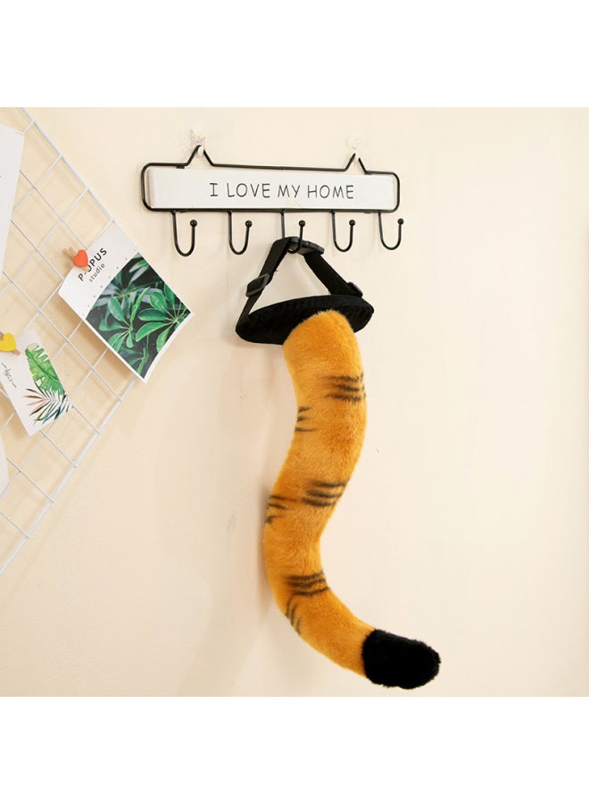 Simulation Tiger Tail Plush Doll Little Lion Dinosaur Giraffe Belt Toy Children's Gift Show Props-Specifications:25cm-Color:Yellow Tiger Tail  - Image 1