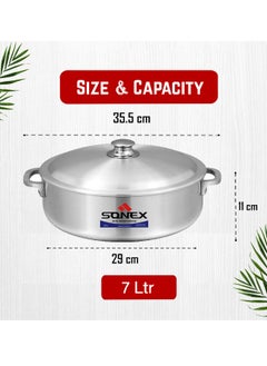 SONEX SONEX Imperial Caldero, 29 cm (7 Ltr) – Premium Aluminium Shallow Pot/Dutch Oven, Durable Riveted Handle, Superior Heat Distribution, Dishwasher Safe, Ideal for Rice, Stews, Braises, and Casseroles  - Image 5