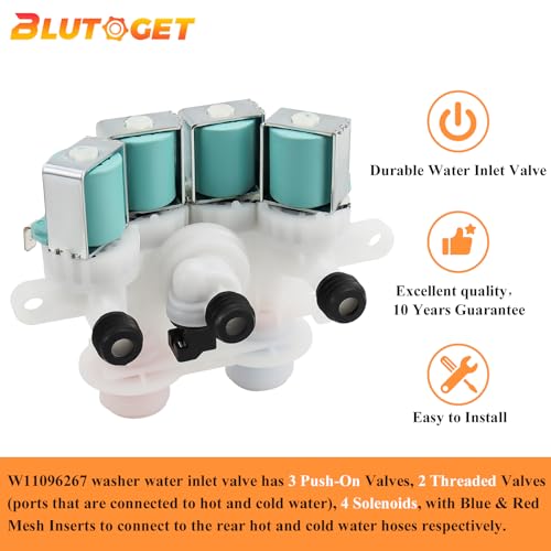 Blutoget UPGRADED OEM W11165546 W11096267 Washer Water Inlet Valve by Blutoget-Fit for Whirlpool Cabrio Valve Maytag Kenmore700 S Washer MAH7500AWW MVWB765FW0 MVW6230HW2 Replaces W11220230 W10758828 W10599423 - Image 4