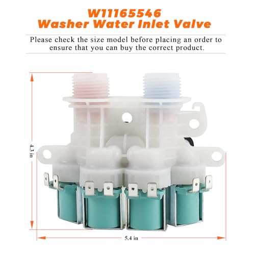 Blutoget UPGRADED OEM W11165546 W11096267 Washer Water Inlet Valve by Blutoget-Fit for Whirlpool Cabrio Valve Maytag Kenmore700 S Washer MAH7500AWW MVWB765FW0 MVW6230HW2 Replaces W11220230 W10758828 W10599423 - Image 5