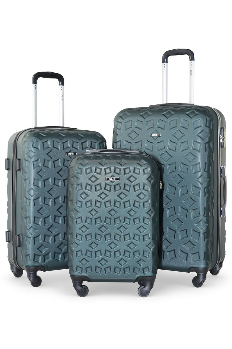 KTMC 3-Piece ABS Luggage Set 20/24/28 inches Carry-On & Checked Suitcases, KTMC-9191 Blackish Green - Image 1