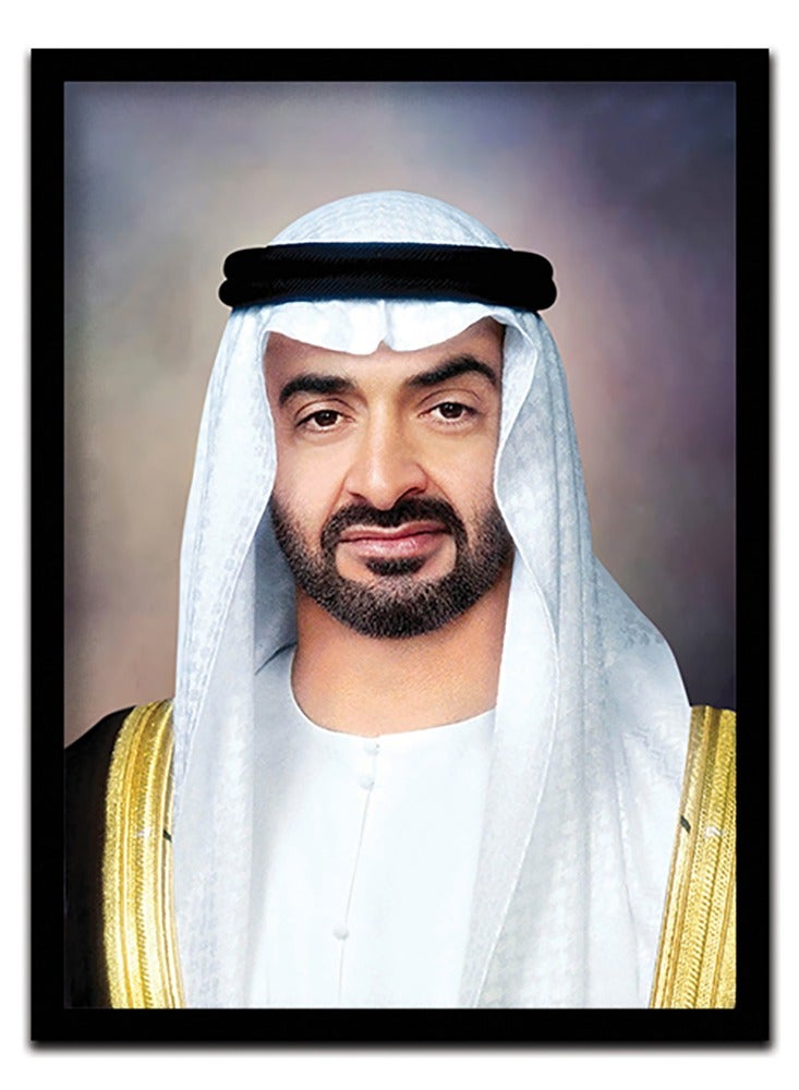 Spoil Your Wall Digitally Printed Shiekh Mohamed bin Zayed bin sultan Al Nahyan Posers | Wall Frames for Living Room and Office Wall Arts Home Décor Photo Frames by Spoil Your Wall (40x55 cm) | Black - Image 1