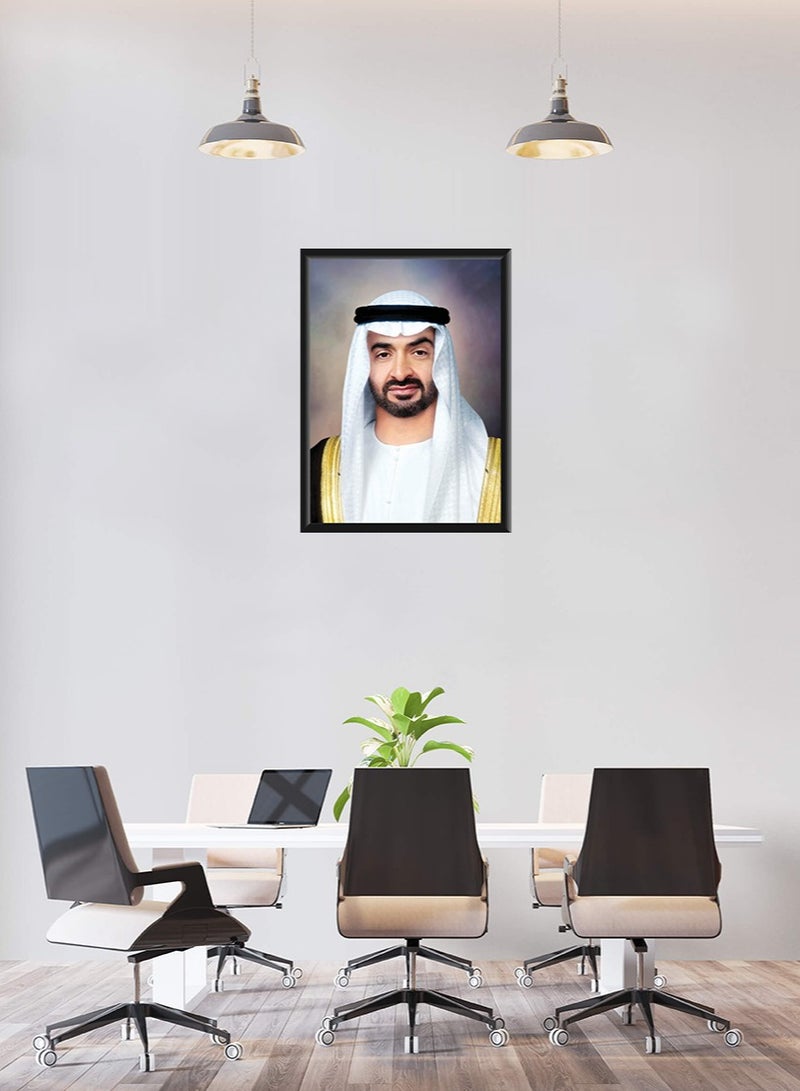Spoil Your Wall Digitally Printed Shiekh Mohamed bin Zayed bin sultan Al Nahyan Posers | Wall Frames for Living Room and Office Wall Arts Home Décor Photo Frames by Spoil Your Wall (40x55 cm) | Black - Image 2