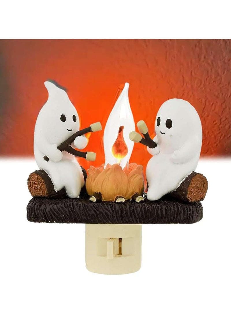تابيت ضوء ليلي Bonfire، ضوء ليلي متوهج ثلاثي الأبعاد، شمعة عديمة اللهب مخيفة للديكور الداخلي - Image 1