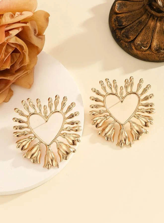 Take Two Golden Heart Shape Earrings