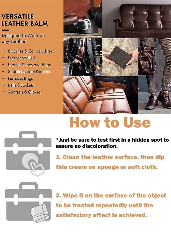 Leather Maintenance Cream Cleaner Suitable For Leather And Artificial Leather Car Seats Furniture Sofa Clothing Shoes Leather Belts Bag Purse - Image 3