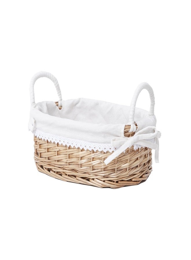 SHCMSADO Wicker Bread Basket with Removable White Liner，Serving Bread Basket For Kitchen Counter With Handle，12.6X8.4X3.94 Inches. - Image 1