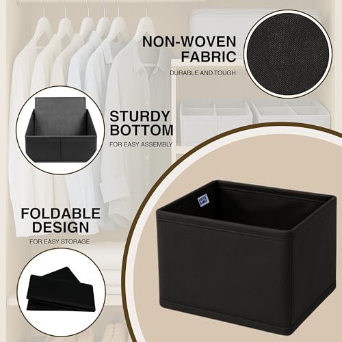 Skrill Non-Woven 6-Piece Foldable Clothing Storage Box Set | Cube Baskets, Bins & Dividers for Closet & Dresser Drawer Organization, Black - Image 3