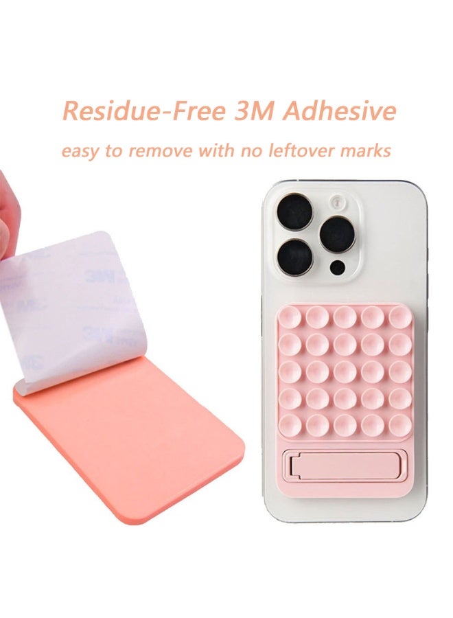 Silicone Suction Cup Phone Case Adhesive Mount with Kickstand,  Hands-Free Strong Grip Phone Holder with 25 Strong Suction Cups, 3M Self‑Adhesive Reusable Hands Free Phone Stand for Selfie Live Makeup Vlogging Vedio - Image 3
