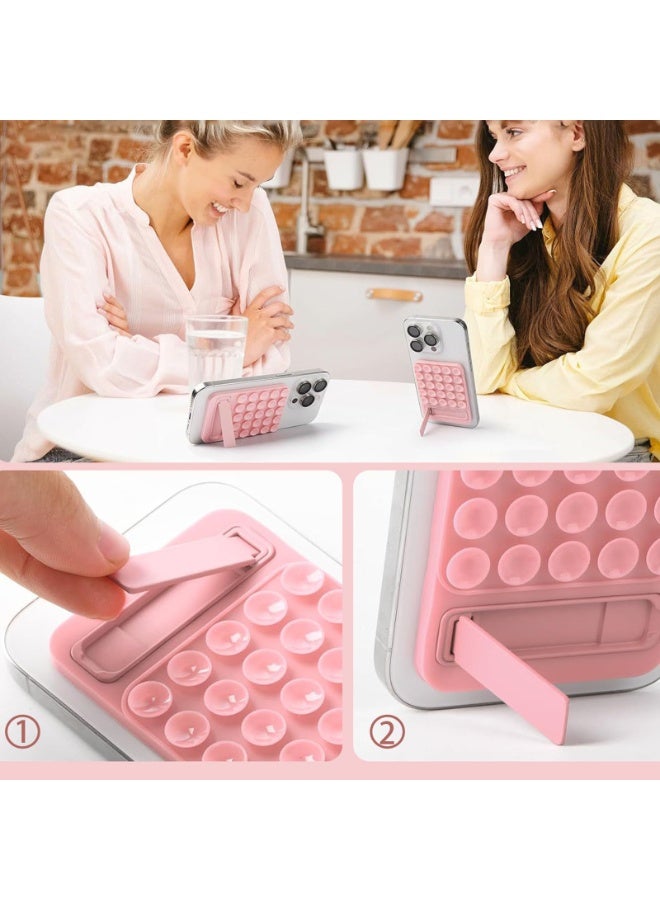 Silicone Suction Cup Phone Case Adhesive Mount with Kickstand,  Hands-Free Strong Grip Phone Holder with 25 Strong Suction Cups, 3M Self‑Adhesive Reusable Hands Free Phone Stand for Selfie Live Makeup Vlogging Vedio - Image 5
