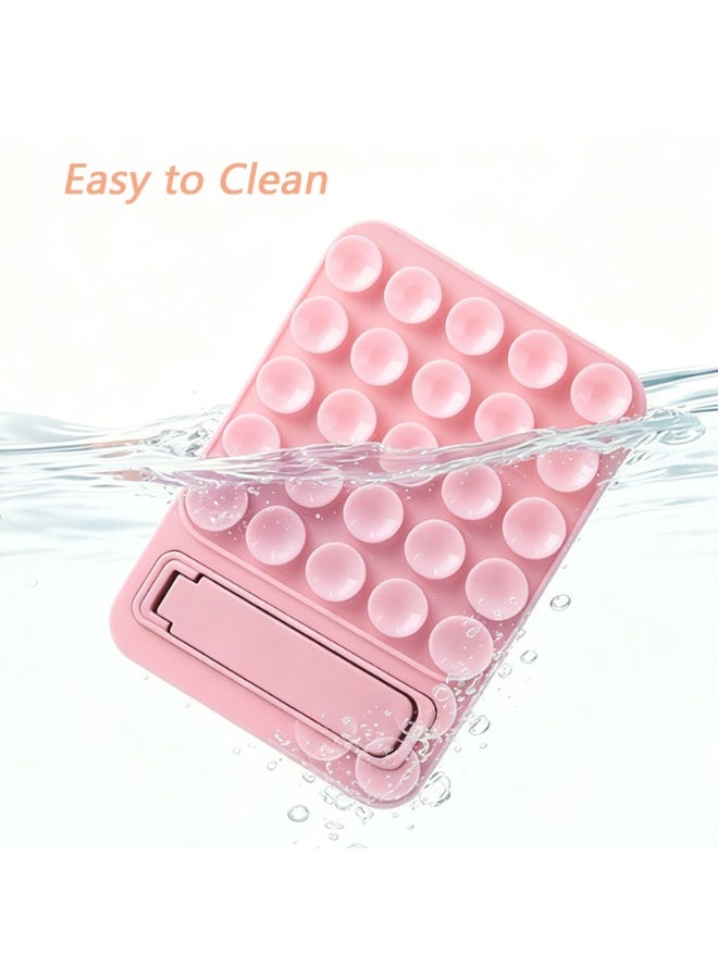 Silicone Suction Cup Phone Case Adhesive Mount with Kickstand,  Hands-Free Strong Grip Phone Holder with 25 Strong Suction Cups, 3M Self‑Adhesive Reusable Hands Free Phone Stand for Selfie Live Makeup Vlogging Vedio - Image 2