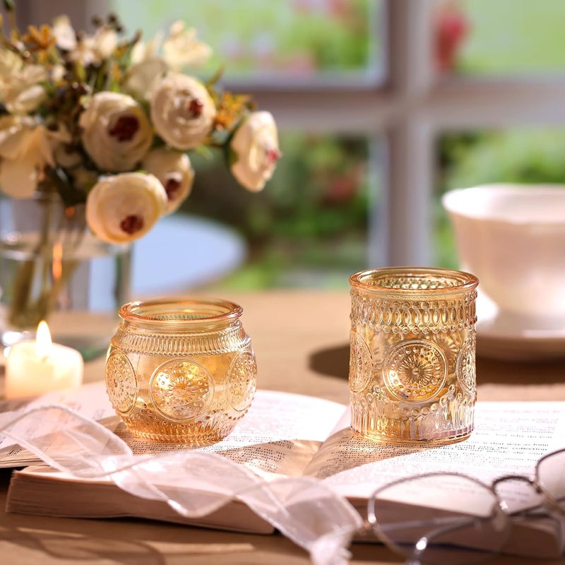 DARJEN 24Pcs Gold Votive Candle Holders - Glass Candle Holder Bulk for Table Centerpiece, Tea Lights Candle Holders for Home, Christmas Party & Wedding Shower - Image 4