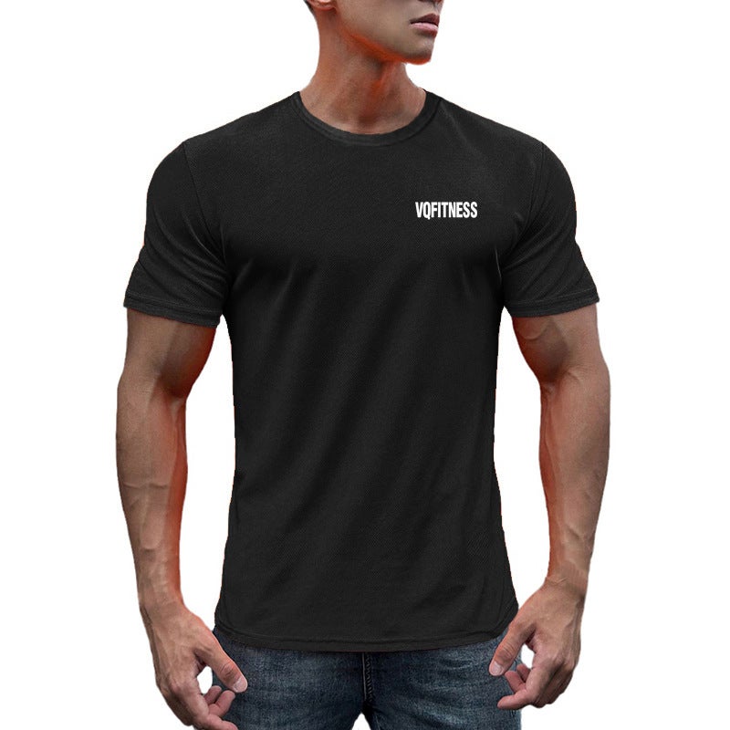 Foreign trade quick-drying mesh sports short-sleeved fitness clothes men''s running training breathable T-shirt simple slim fit - Image 3