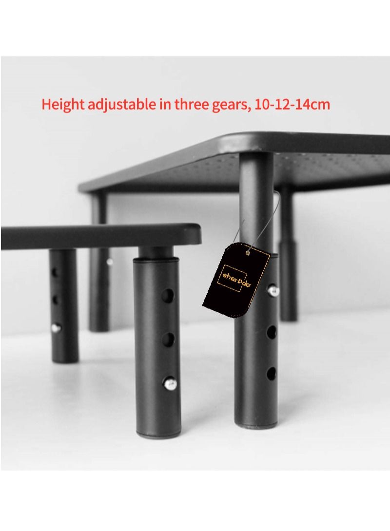 Sharpdo Monitor Stand Riser, Adjustable Laptop Stand, 3 Height Adjustable, Underneath Storage, with Airflow Vents, Laptop Riser, Printer Home and Office, Black  - Image 5