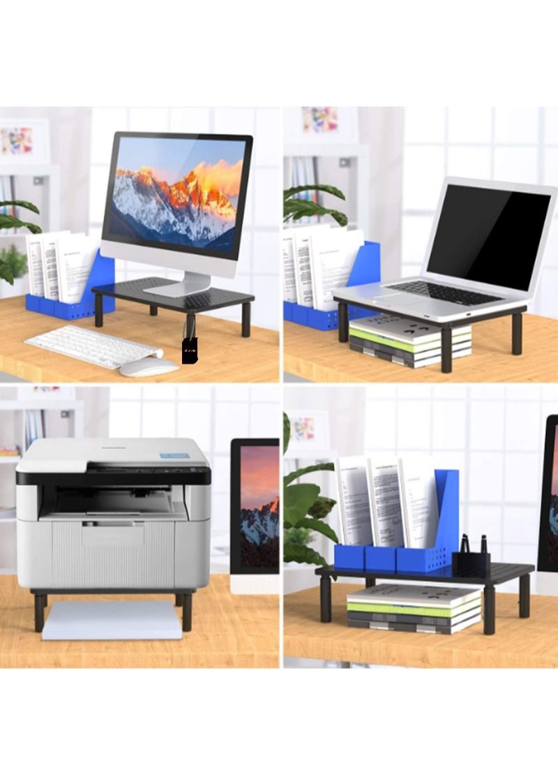 Sharpdo Monitor Stand Riser, Adjustable Laptop Stand, 3 Height Adjustable, Underneath Storage, with Airflow Vents, Laptop Riser, Printer Home and Office, Black  - Image 3