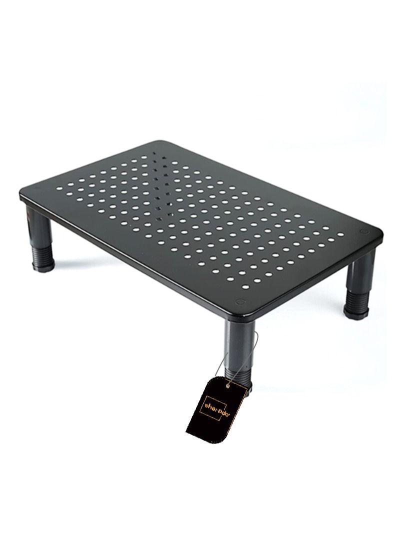 Sharpdo Monitor Stand Riser, Adjustable Laptop Stand, 3 Height Adjustable, Underneath Storage, with Airflow Vents, Laptop Riser, Printer Home and Office, Black  - Image 2