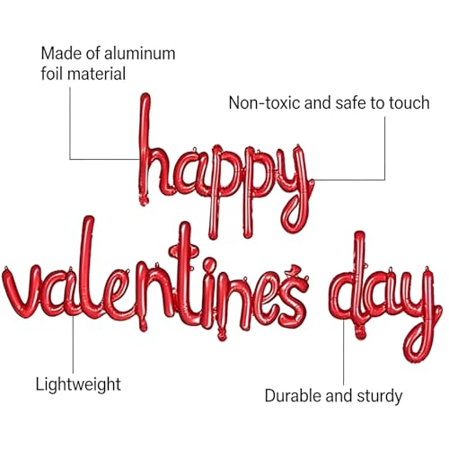 Dzrige Happy Valentines Day Balloon Banner Valentines Day Foil Balloons Red Happy Valentines Day Letters Balloons Kit for Valentines Day Wedding Anniversary Engagement Party Home Decoration - Image 5