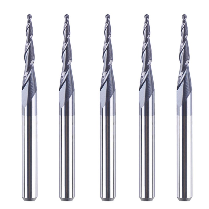 SpeTool 5Pc/Pack Tapered Cone 1/8 End Mills 0.5MM Cutting Radius(1.0mm Diameter) 3D Wood Engrave CNC Router Bits Tools - Image 1