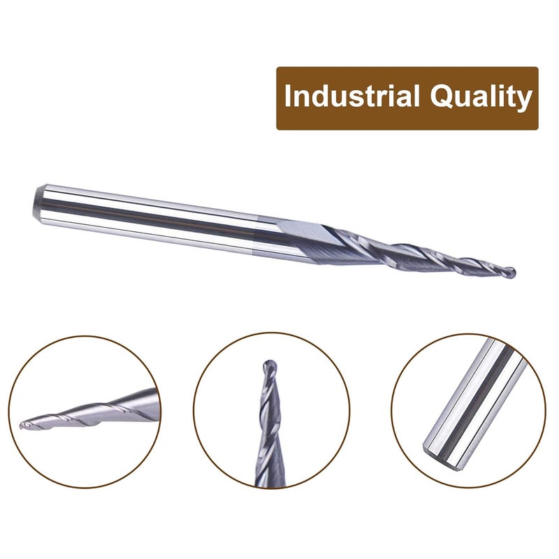 SpeTool 5Pc/Pack Tapered Cone 1/8 End Mills 0.5MM Cutting Radius(1.0mm Diameter) 3D Wood Engrave CNC Router Bits Tools - Image 3