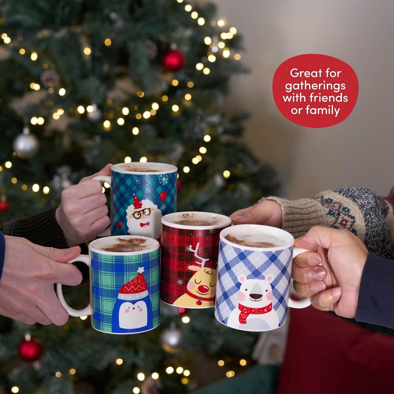 the twiddlers THE TWIDDLERS Ceramic Christmas Mugs Set of 4 in Giftbox 12 Oz Holiday Mugs Christmas Coffee Mugs Set for Hot Cocoa Chocolate Marshmallow Coffee Tea Juice Mulled Wine Tazas Navideas Para Cafe - Image 4