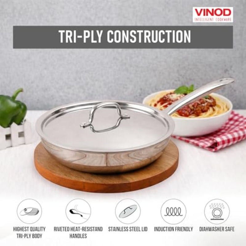 SMART TRIPLY FRYPAN WITH LID - iters 24 CM,VTF024, INDUCTION and GAS FRIENDLY, HEAVY BOTTOM COOKING POT, FRYING PAN - Image 3