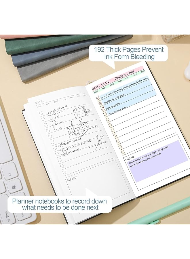 إيروريكس دفتر ملاحظات من الجلد الناعم مكون من 2 قطعة يحتوي على 196 صفحة لقائمة المهام اليومية، ومستلزمات مدرسية مثالية لطلاب المدارس الثانوية، باللون الأزرق السماوي والوردي - Image 2