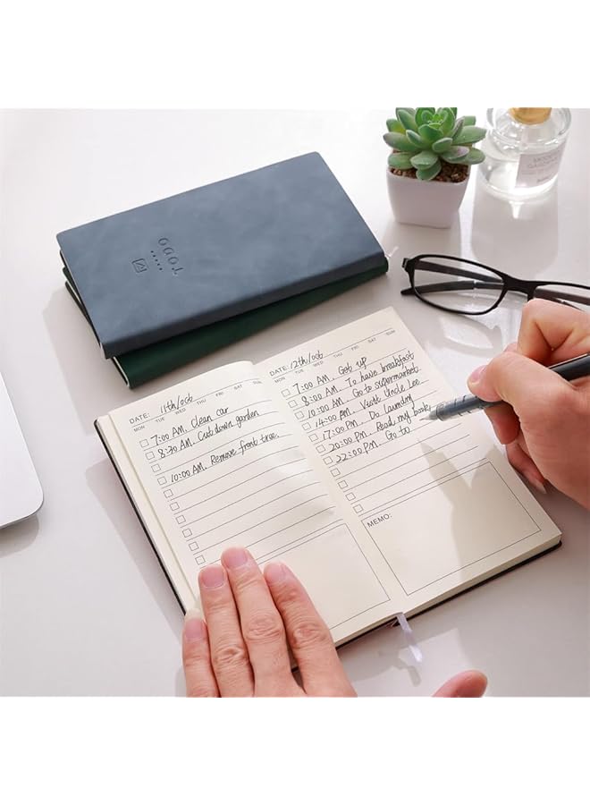 إيروريكس دفتر ملاحظات من الجلد الناعم مكون من 2 قطعة يحتوي على 196 صفحة لقائمة المهام اليومية، ومستلزمات مدرسية مثالية لطلاب المدارس الثانوية، باللون الأزرق السماوي والوردي - Image 4