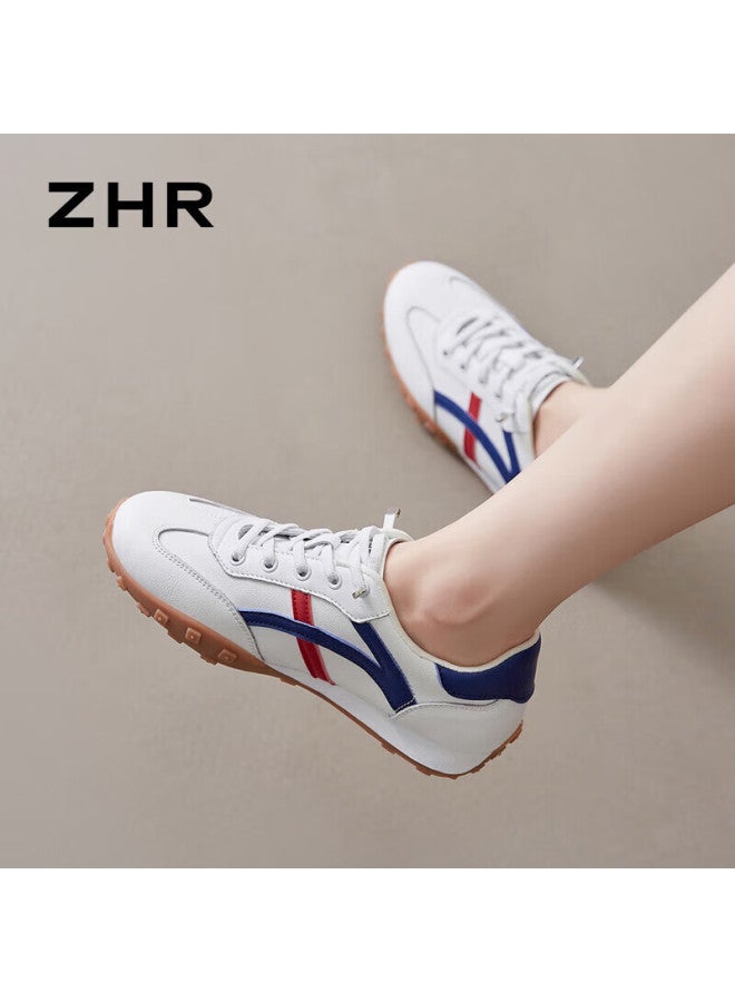 Zhr Casual Shoes For Women, Trendy Comfortable Lightweight Women's Shoes, Genuine Leather Color-block Soft-soled Sneakers For Women, A113, Blue And Red, Size 40 - Image 4