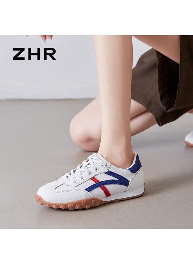Zhr Casual Shoes For Women, Trendy Comfortable Lightweight Women's Shoes, Genuine Leather Color-block Soft-soled Sneakers For Women, A113, Blue And Red, Size 40 - Image 3
