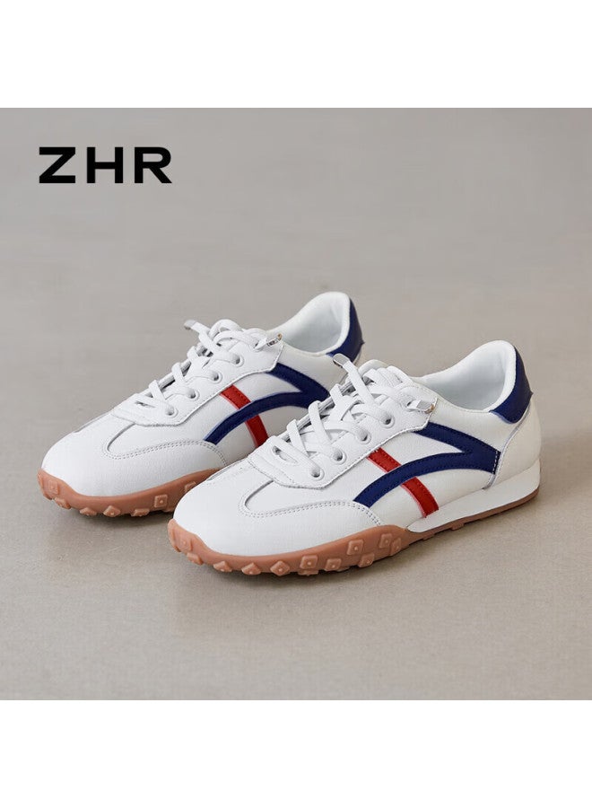 Zhr Casual Shoes For Women, Trendy Comfortable Lightweight Women's Shoes, Genuine Leather Color-block Soft-soled Sneakers For Women, A113, Blue And Red, Size 40 - Image 5