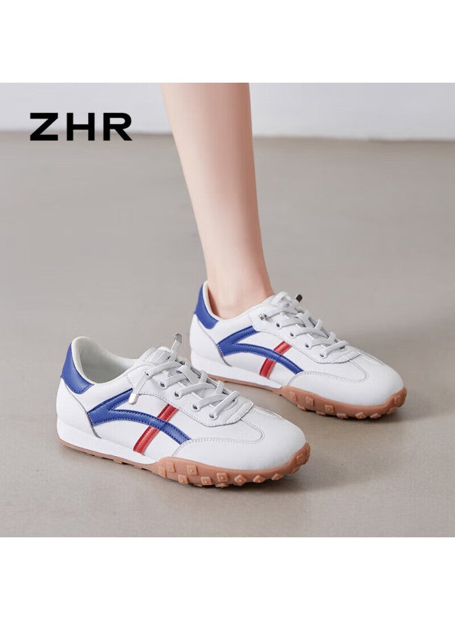 Zhr Casual Shoes For Women, Trendy Comfortable Lightweight Women's Shoes, Genuine Leather Color-block Soft-soled Sneakers For Women, A113, Blue And Red, Size 40 - Image 2