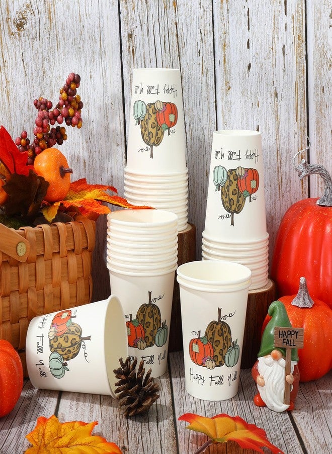 JarThenaAMCS 30Pcs Fall Disposable Paper Cups Watercolor Assorted Pumpkin Drinking Cups Rustic Autumn Party Cups for Juice Coffee Hot Cold Drink Thanksgiving Supplies, 9oz - Image 3