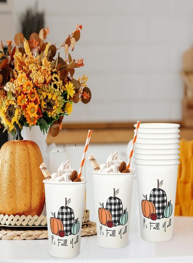 JarThenaAMCS 30Pcs Fall Disposable Paper Cups Watercolor Assorted Pumpkin Drinking Cups Rustic Autumn Party Cups for Juice Coffee Hot Cold Drink Thanksgiving Supplies, 9oz - Image 5