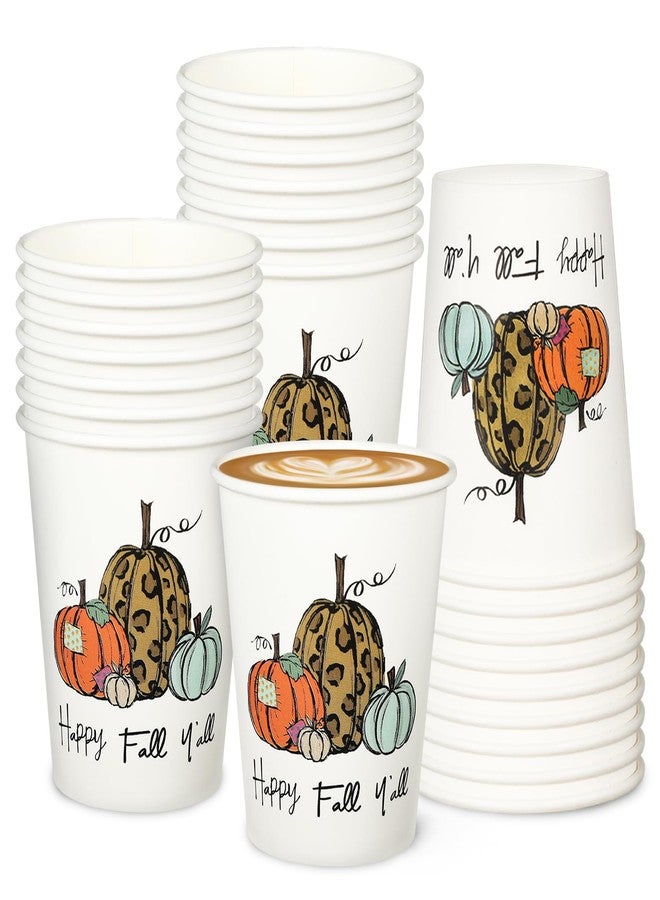 JarThenaAMCS 30Pcs Fall Disposable Paper Cups Watercolor Assorted Pumpkin Drinking Cups Rustic Autumn Party Cups for Juice Coffee Hot Cold Drink Thanksgiving Supplies, 9oz - Image 1