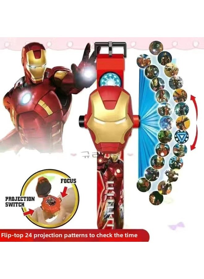 Direct Cartoon Electronic Watch 24 Figure Projection Superman Aisha Kulo Dog Toy Boy-Color:Steel-Specifications:Opp Bag  - Image 1