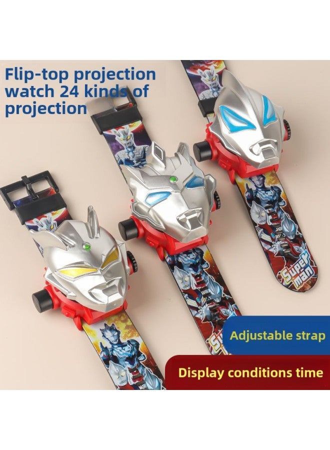 Direct Cartoon Electronic Watch 24 Figure Projection Superman Aisha Kulo Dog Toy Boy-Color:Steel-Specifications:Opp Bag  - Image 4