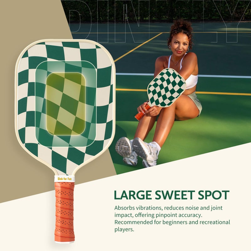 Dinkly Pickleball Paddles Set of 4 - USAPA Approved Graphite/Fiberglass Pickleball Racket, 4 Pickleball Rackets, 4 Balls and 1 Portable Carry Bag, Pickle Ball Set for Men Women, Wave Check - Image 2