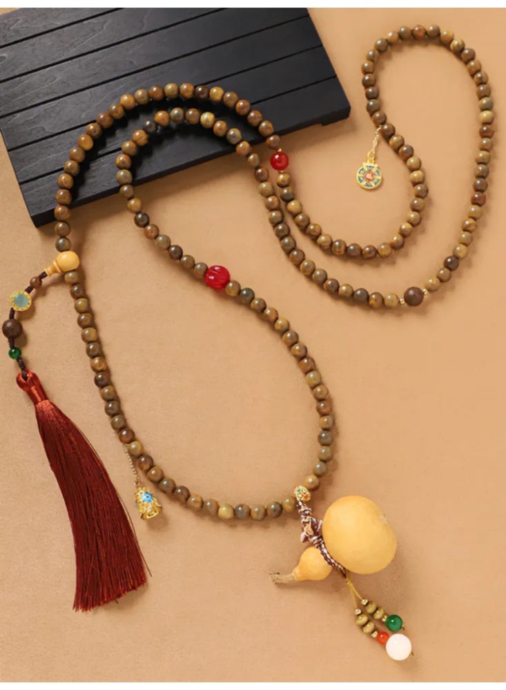 Green Sandalwood Phone Crossbody Chain, Long Beaded Phone Lanyard, Stylish Accessory for Women - Image 5