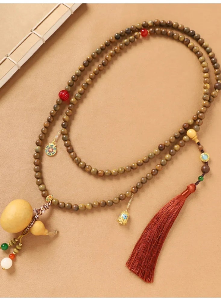 Green Sandalwood Phone Crossbody Chain, Long Beaded Phone Lanyard, Stylish Accessory for Women - Image 4