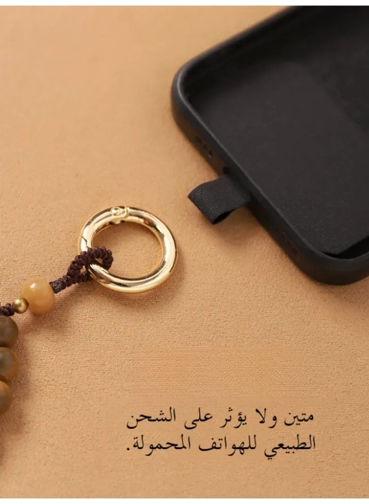 Green Sandalwood Phone Crossbody Chain, Long Beaded Phone Lanyard, Stylish Accessory for Women - Image 2