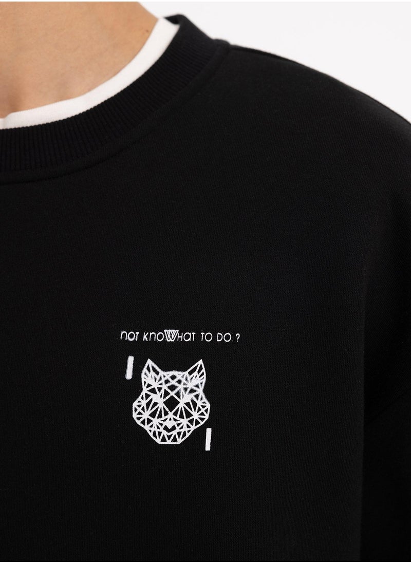 DeFacto Oversized Fit Crew Neck Back Printed Sweatshirt  - Image 3