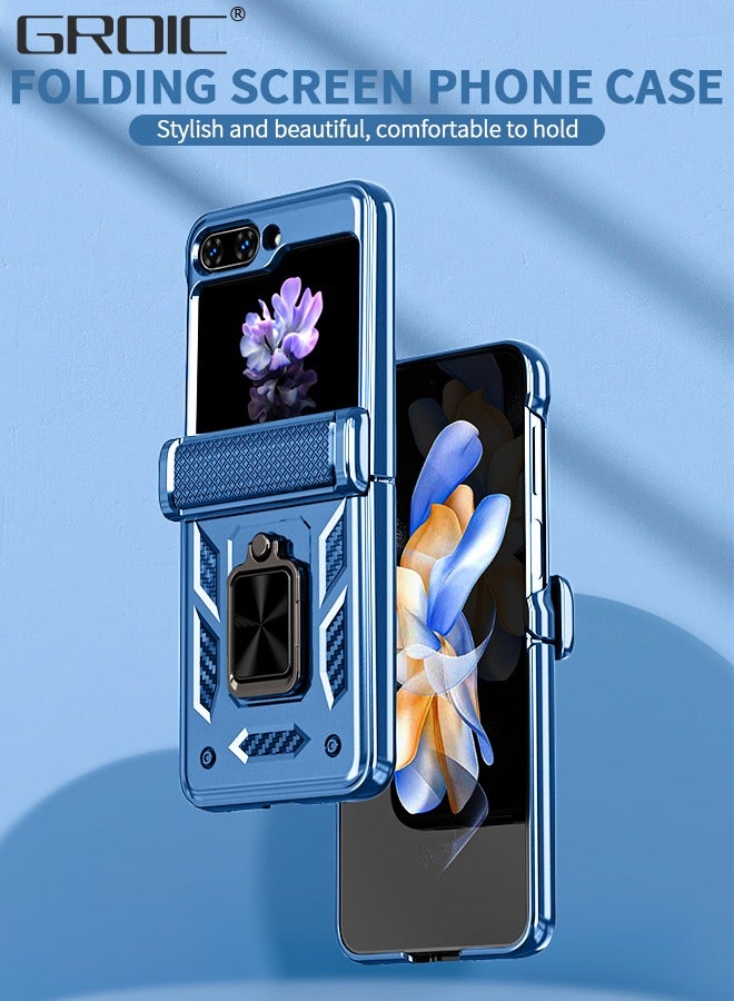 GROIC For Samsung Galaxy Z Flip 5 Case, Z Flip 5 Case with Kickstand, Built-in 360°Rotate Ring Stand Magnetic Phone Cover,Hinge Protection Phone Shell - Image 2