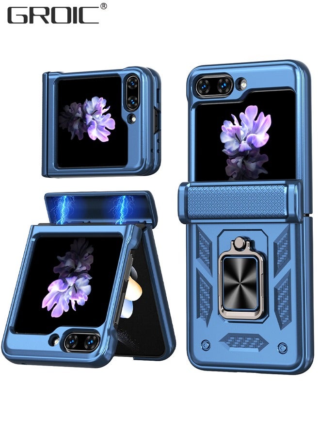 GROIC For Samsung Galaxy Z Flip 5 Case, Z Flip 5 Case with Kickstand, Built-in 360°Rotate Ring Stand Magnetic Phone Cover,Hinge Protection Phone Shell - Image 1