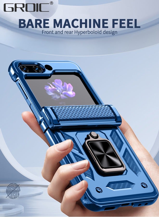 GROIC For Samsung Galaxy Z Flip 5 Case, Z Flip 5 Case with Kickstand, Built-in 360°Rotate Ring Stand Magnetic Phone Cover,Hinge Protection Phone Shell - Image 4