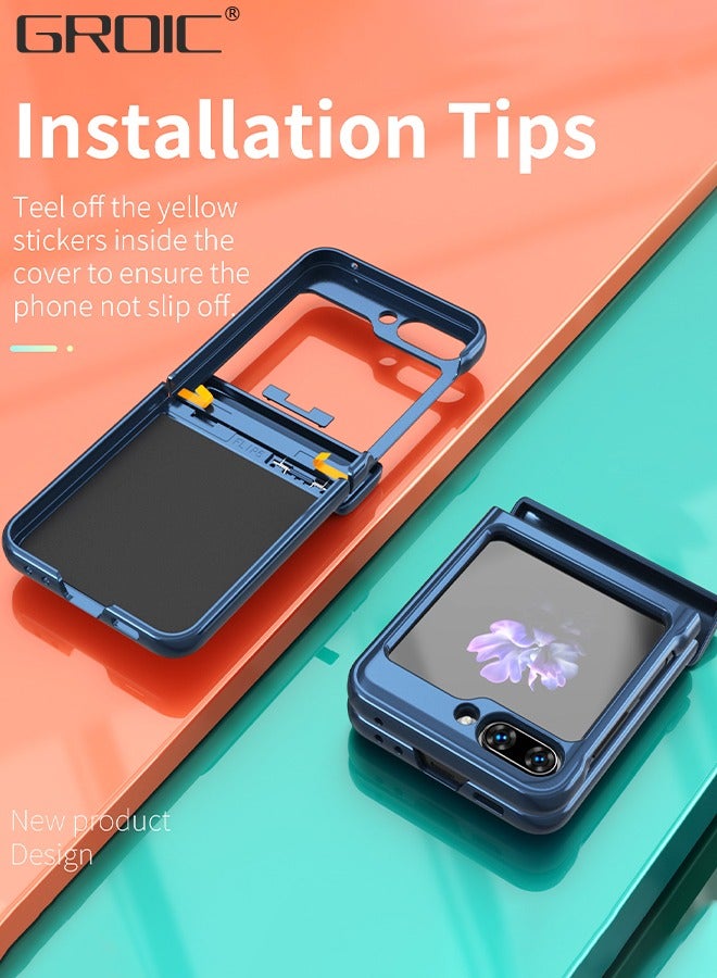GROIC For Samsung Galaxy Z Flip 5 Case, Z Flip 5 Case with Kickstand, Built-in 360°Rotate Ring Stand Magnetic Phone Cover,Hinge Protection Phone Shell - Image 3