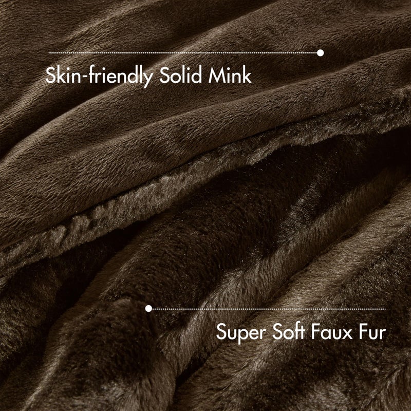 Madison Park Duke Faux Fur Plush Bedding 3 Piece Comforter Set Super Soft and Cozy Warm, King/Cal King, Chocolate - Image 2