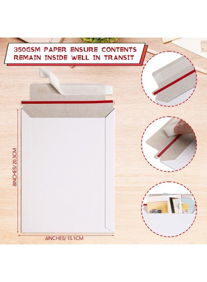 Fainne 350 Pieces 6x8 Inches Rigid Self Adhesive Photo Mailers Document Mailers 350GSM Thicken Shipping Envelopes Keep Flat Cardboard Mailers Photography Mailers for Photos, Documents, CD (White) - Image 3
