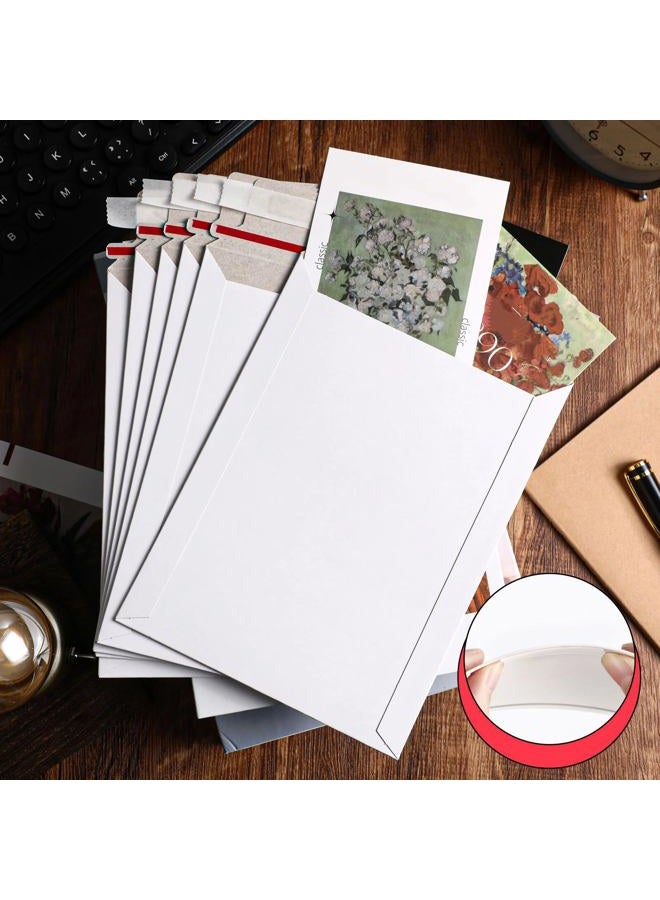 Fainne 350 Pieces 6x8 Inches Rigid Self Adhesive Photo Mailers Document Mailers 350GSM Thicken Shipping Envelopes Keep Flat Cardboard Mailers Photography Mailers for Photos, Documents, CD (White) - Image 4