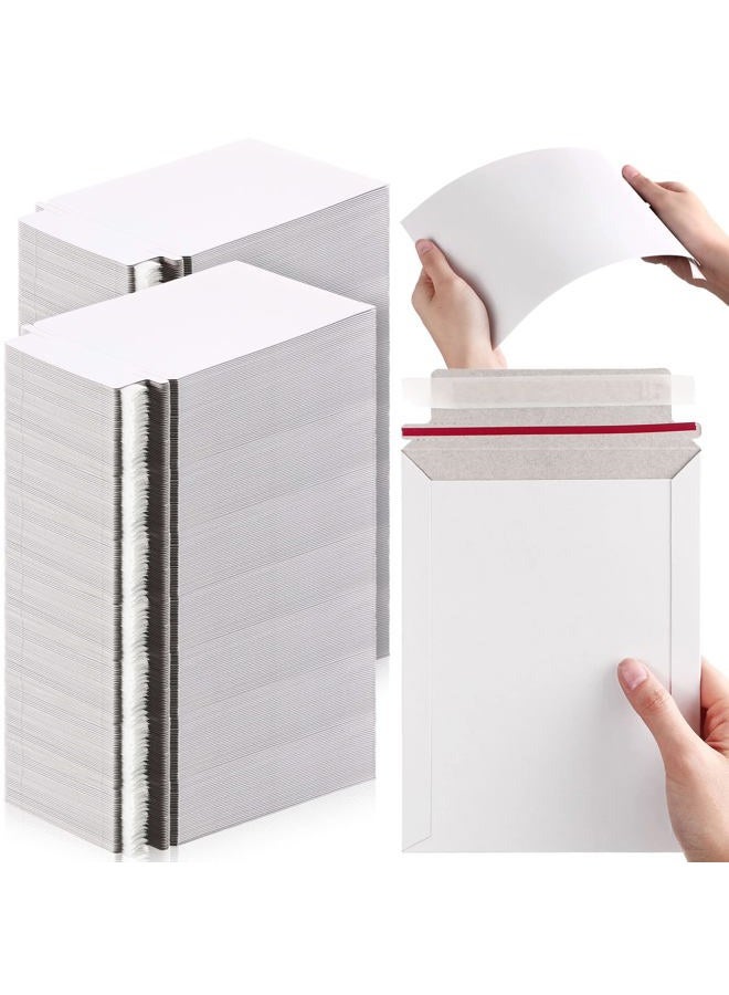 Fainne 350 Pieces 6x8 Inches Rigid Self Adhesive Photo Mailers Document Mailers 350GSM Thicken Shipping Envelopes Keep Flat Cardboard Mailers Photography Mailers for Photos, Documents, CD (White) - Image 1