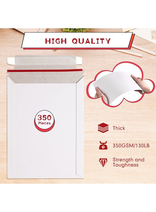 Fainne 350 Pieces 6x8 Inches Rigid Self Adhesive Photo Mailers Document Mailers 350GSM Thicken Shipping Envelopes Keep Flat Cardboard Mailers Photography Mailers for Photos, Documents, CD (White) - Image 2